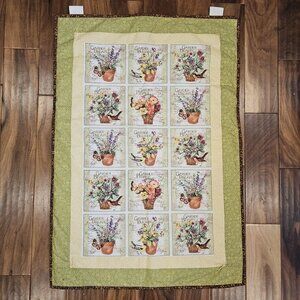 Susan Winget Garden Blessing Block Quilted Tapestry Floral Birds Wall Decor